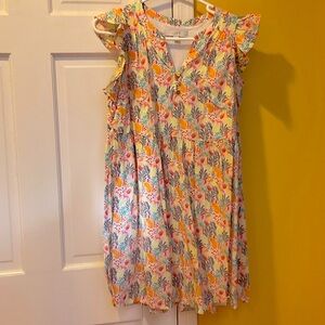 Loft Floral tunic Print Ruffle Sleeve Dress, MP